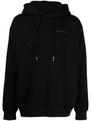 Feng Chen Wang logo-embroidered layered-detail hoodie - Black