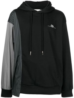 Feng Chen Wang logo-embroidered patchwork hoodie - Black