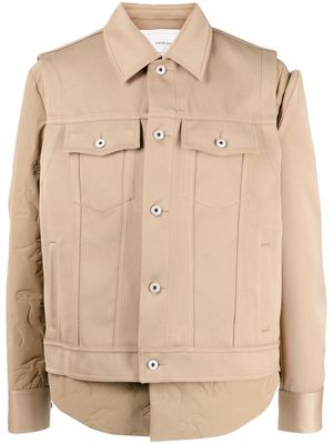 Feng Chen Wang logo-patch long-sleeve jacket - Brown