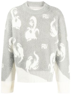 Feng Chen Wang logo-pattern knit jumper - Grey