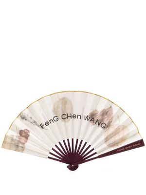 Feng Chen Wang logo-print bamboo fan - Purple