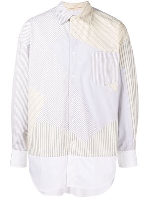 Feng Chen Wang long-sleeve patchwork shirt - Neutrals