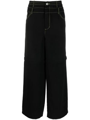 Feng Chen Wang low-rise wide-leg trousers - Black