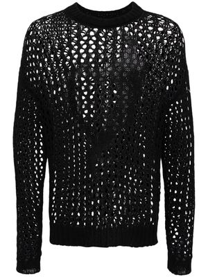 Feng Chen Wang open-knit cotton jumper - Black