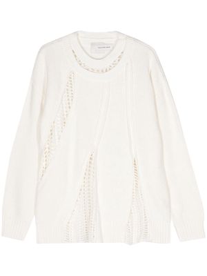 Feng Chen Wang open-knit cotton jumper - White