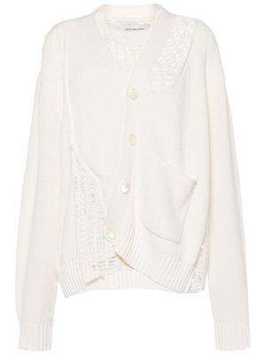 Feng Chen Wang open-knit layered cotton cardigan - White
