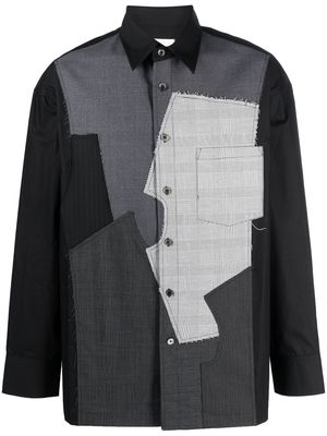 Feng Chen Wang patchwork-design long-sleeve shirt - Grey