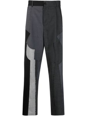 Feng Chen Wang patchwork-design straight-leg trousers - Grey