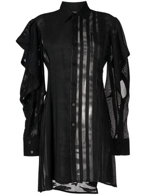 Feng Chen Wang patchwork mesh shirt dress - Black