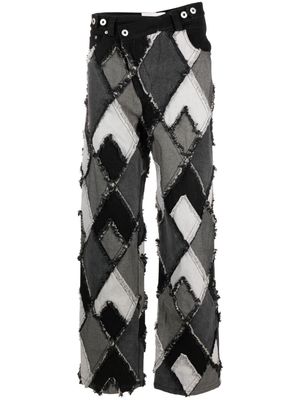 Feng Chen Wang patchwork mid-rise straight-leg jeans - Black
