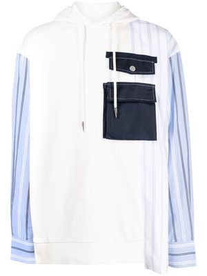Feng Chen Wang patchwork striped hoodie - White