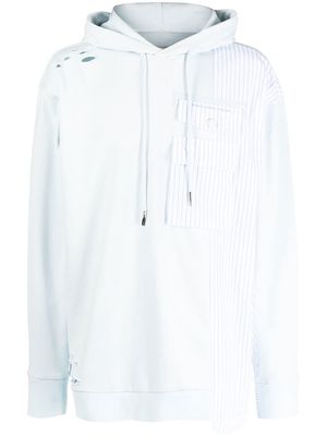 Feng Chen Wang patchwork stripped hoodie - Blue