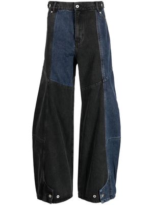 Feng Chen Wang patchwork wide-leg jeans - Grey
