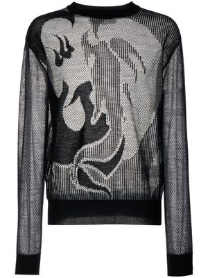 Feng Chen Wang Phoenix intarsia-knit jumper - Black