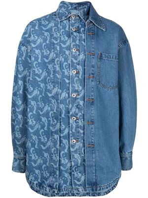 Feng Chen Wang Phoenix layered denim shirt - Blue
