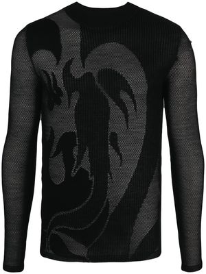 Feng Chen Wang Phoenix sheer jacquard-knit jumper - Black