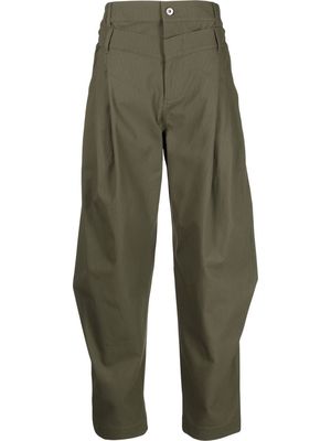 Feng Chen Wang pleated layered tapered trousers - Green