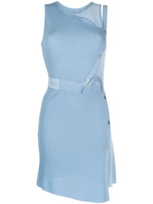 Feng Chen Wang ribbed-knit asymmetric minidress - Blue
