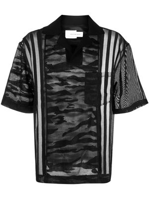 Feng Chen Wang semi-sheer polo shirt - Black