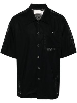 Feng Chen Wang sheer-panel cotton shirt - Black
