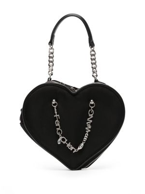 Feng Chen Wang small Heart logo-lettering shoulder bag - Black