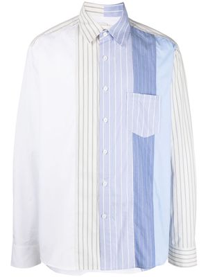 Feng Chen Wang striped panelled shirt - Blue