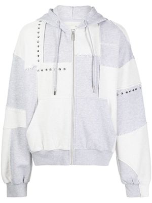Feng Chen Wang studded zip-up hoodie - Grey