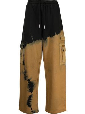 Feng Chen Wang tie-dye wide-leg cargo trousers - Black