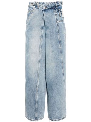 Feng Chen Wang twist-detail wide-leg jeans - Blue