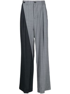 Feng Chen Wang two-tone checked trousers - Grey