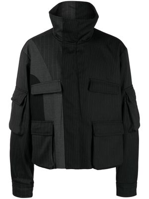 Feng Chen Wang two-tone striped wool jacket - Black