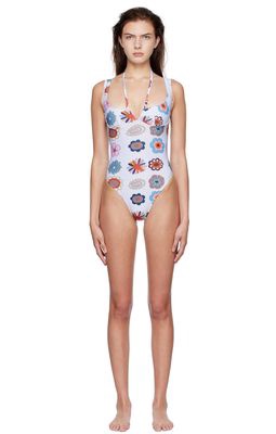 FENSI SSENSE Exclusive Purple Psychedelic Daisies One-Piece Swimsuit