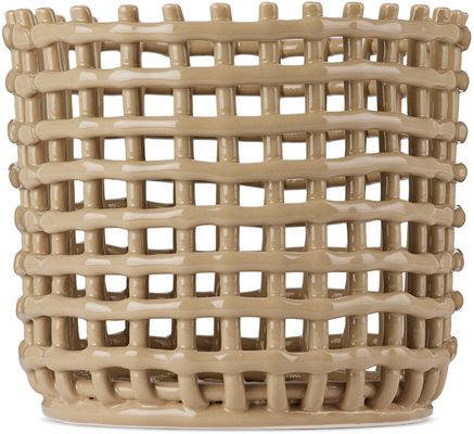 ferm LIVING Tan Large Ceramic Basket