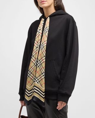 Fern Hooded Sweatshirt with Silk Check Sash