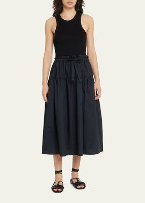 Fernanda Tiered Cotton Poplin Midi Skirt