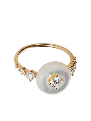 Fernando Jorge 18kt yellow gold Orbit diamond and mother of pearl ring