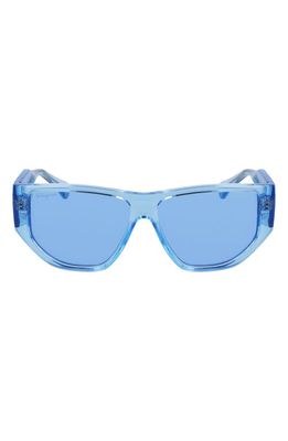 FERRAGAMO 56mm Rectangular Sunglasses in Transparent Azure