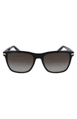 FERRAGAMO 57mm Gradient Rectangle Sunglasses in Black/Brown