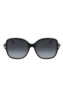 FERRAGAMO 57mm Gradient Rounded Square Sunglasses in Black/Grey