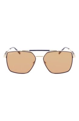 FERRAGAMO 59mm Rectangular Sunglasses in Gold/Blue