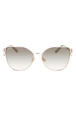 FERRAGAMO 60mm Gradient Cat Eye Sunglasses in Gold/Green Gradient