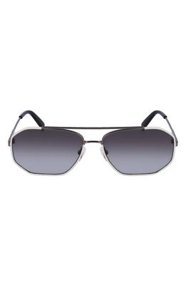 FERRAGAMO 60mm Navigator Sunglasses in Dark Ruthenium/White