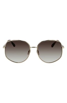 FERRAGAMO 61mm Gancini Oversize Sunglasses in Gold/Red Tortoise