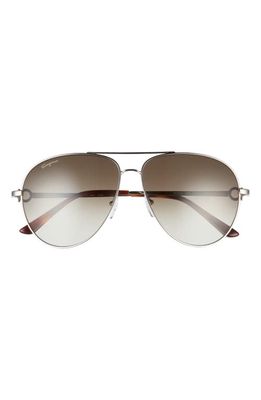FERRAGAMO 61mm Timeless Aviator Sunglasses in Light Ruthenium/Grey