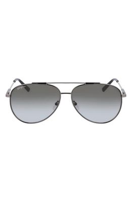 FERRAGAMO 62mm Oversize Aviator Sunglasses in Dark Ruthenium/Black/Grey