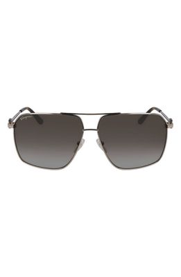 FERRAGAMO 62mm Oversize Gradient Navigator Sunglasses in Shiny Gold/Brown