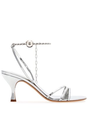 Ferragamo 70mm patent leather strappy sandals - Silver