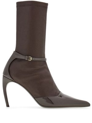 Ferragamo 85mm patent leather boots - Brown