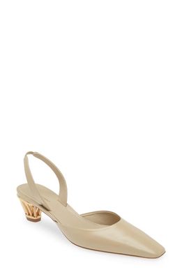 FERRAGAMO Alyssa Cage Heel Slingback Pump in Stone