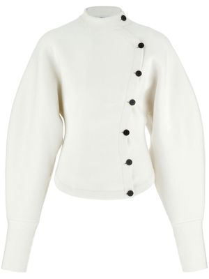 Ferragamo asymmetric knitted jacket - White